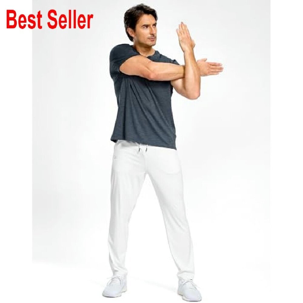Men's Lightweight Stretch Sweatpants Tapered Joggers Athletic Gym Workout - Picture 6 of 6